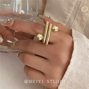璨金~小众设计冷淡风简约金属夸张戒指 高级感时髦轻奢女指环配饰