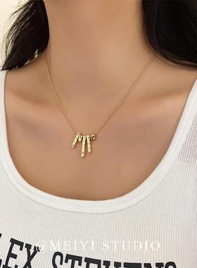 云卷相思~欧美简约设计条形流苏金属项链 时髦冷淡风颈链配饰爆款