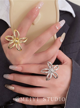 花涧浓情~欧美ins夸张金属镂空戒指 高级感小众时髦晚宴配饰指环