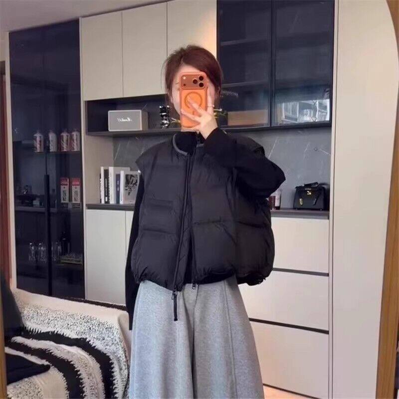 白鸭绒羽绒马甲女短款背心秋冬2025新款立领高级感小个子坎肩外穿