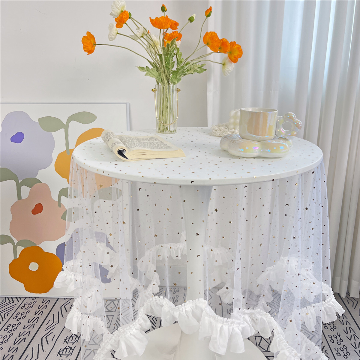 田园白纱花边桌布特价