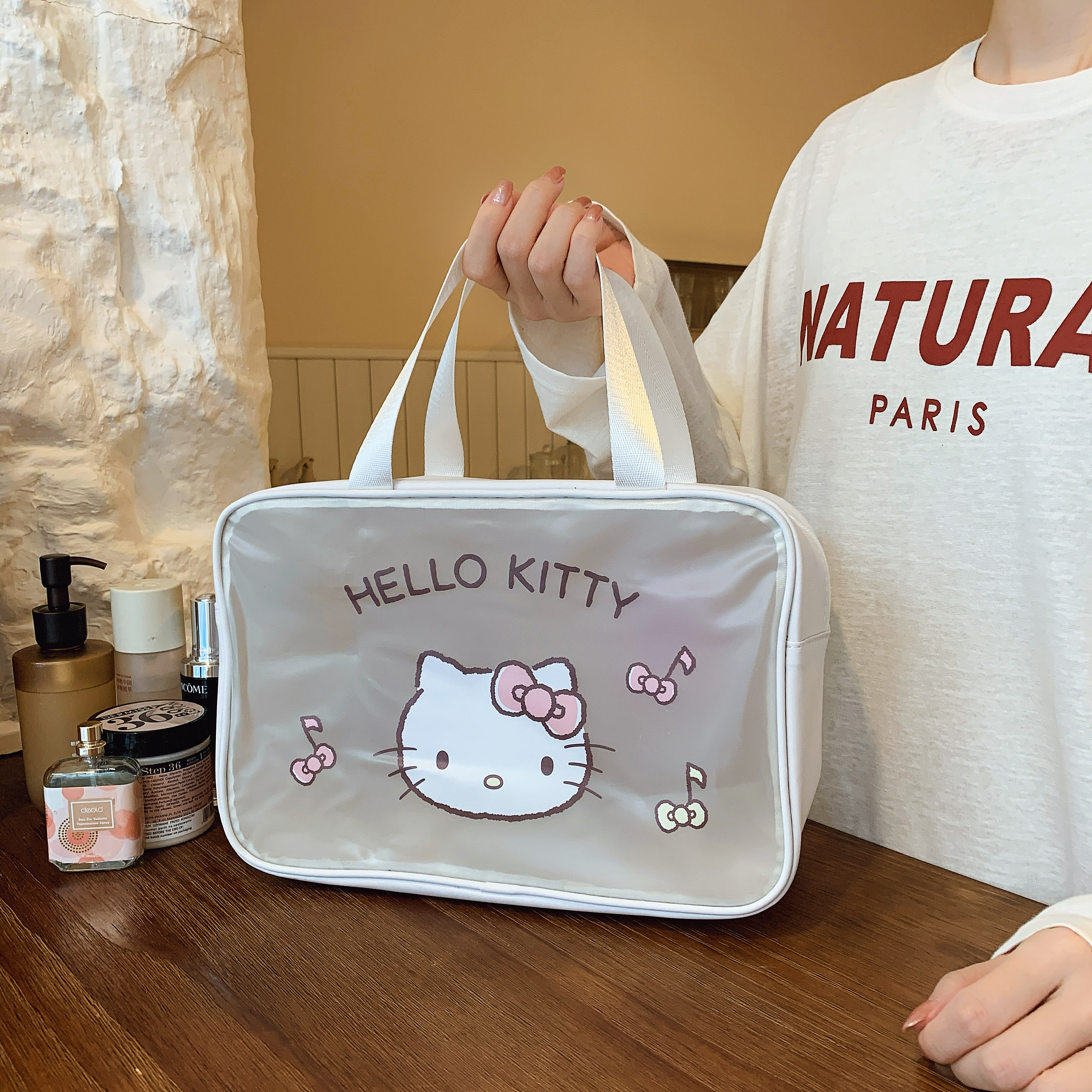 HELLOKITTY凯蒂猫手提袋化妆包防水透明大容量洗漱用品洗澡收纳包,收纳整理,化妆包,淘宝优惠券,粉丝福利购,淘宝优惠卷