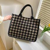 千鸟格时尚 休闲女士手提包上班通勤带饭便当包饭盒袋外出拎妈咪包