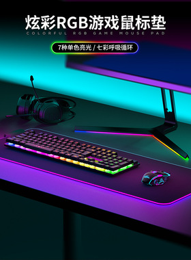跨境无线充LED游戏RGB发光鼠标垫大号电竞加厚桌面mousepad亚马逊
