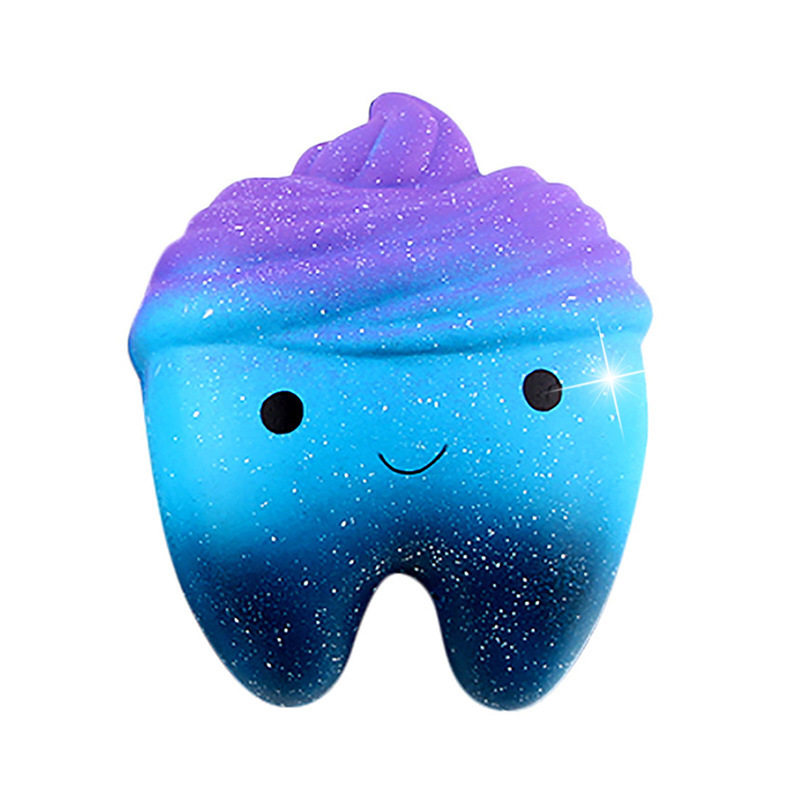 热卖squishy卡通慢回弹星空牙齿手机挂件捏捏软软减压玩具