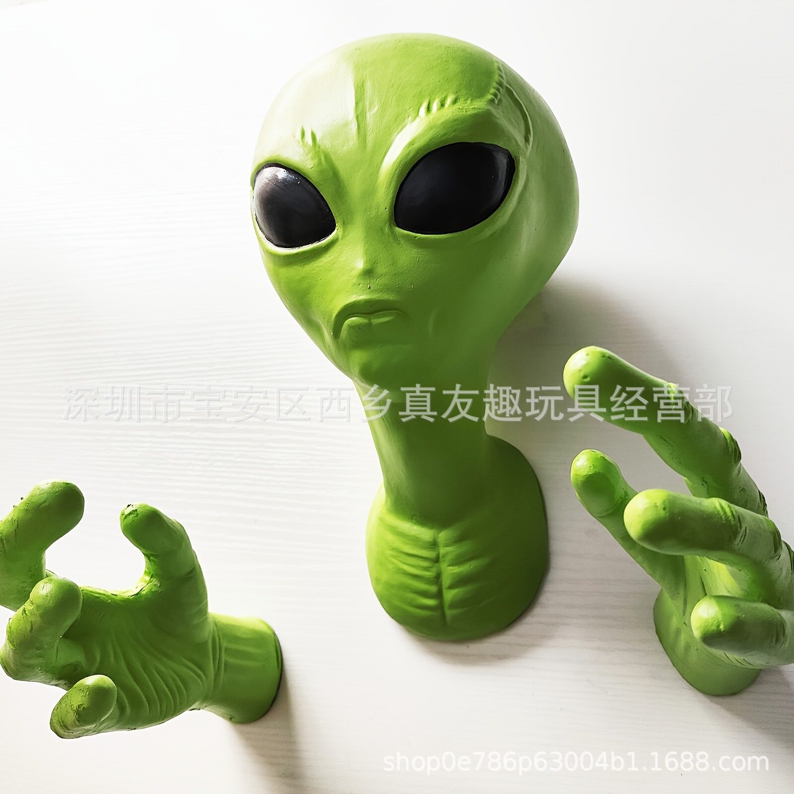 跨境绿色外星人创意挂件3D Alien墙壁搞怪造型家居道具，支持贴标