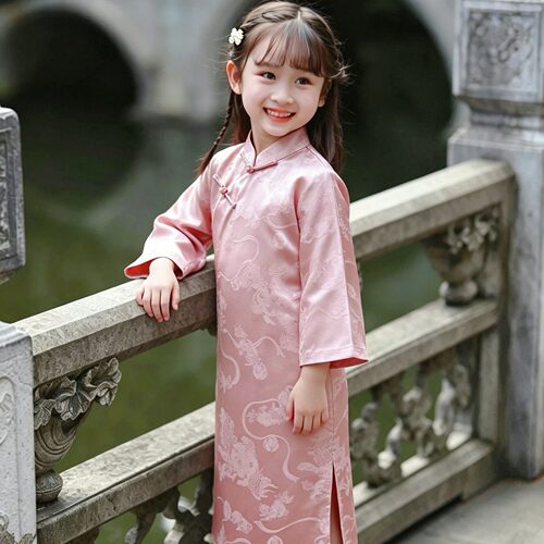 2026春秋儿童中国风改良旗袍女孩童装文艺连衣裙