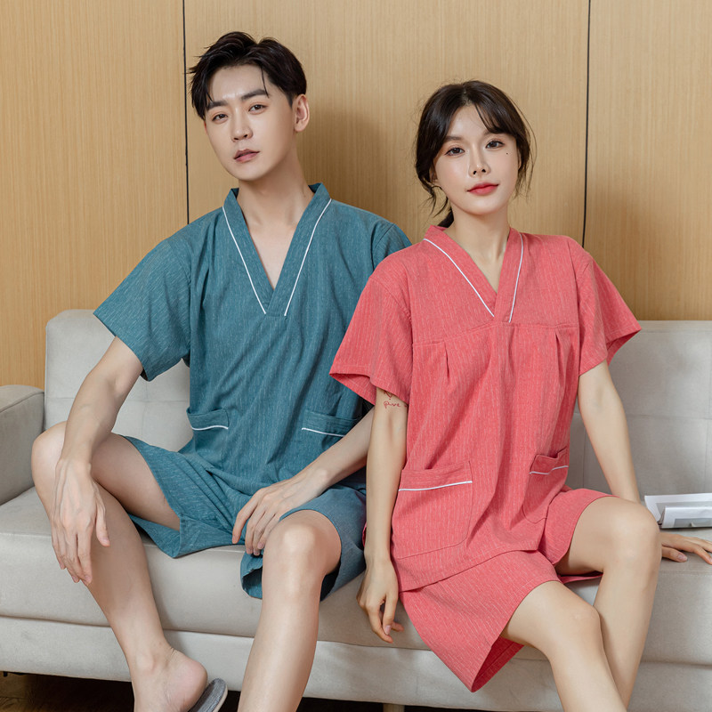 汗蒸服女款大码男士高档客人浴服背开足疗按摩洗浴中心睡衣桑拿服