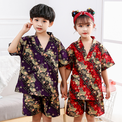 儿童汗蒸服男童女童大小童一家亲子情侣浴服卡通可爱宝宝小孩睡衣