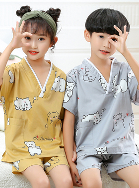 儿童汗蒸服男童女童纯棉大童小童全棉卡通小孩浴服温泉洗浴桑拿服