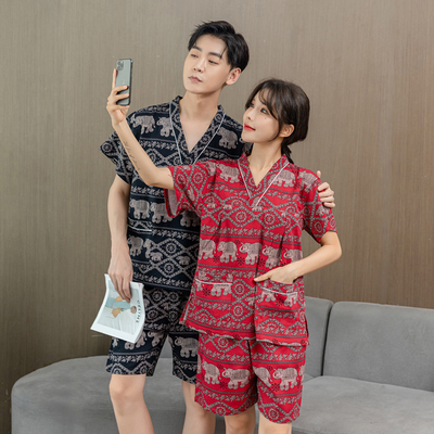 泰式纯棉汗蒸服女高档男士大码加肥洗浴服情侣亲子足疗按摩服睡衣