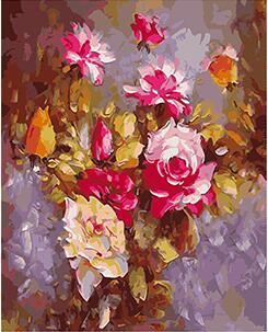 diy数字油画植物花卉填色绘油彩装饰画 池塘里浮着的落花