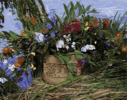 diy数字油画植物花卉填色绘油彩装饰画 河边的杂花