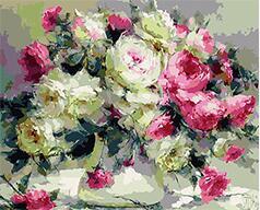 天鹅绒玫瑰 diy数字油画植物花卉填色绘油彩装 饰画