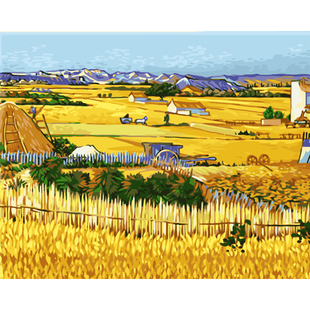 世界名画梵高丰收DIY数字油画画填色餐厅客厅填色装饰画