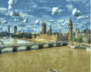 diy数字油画抽象风景静物填色绘油彩装饰画 伦敦泰晤士河的水