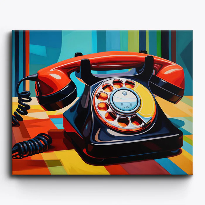复古电话 数字油画diy手工手绘填充色油彩挂壁画装饰画喷绘打印