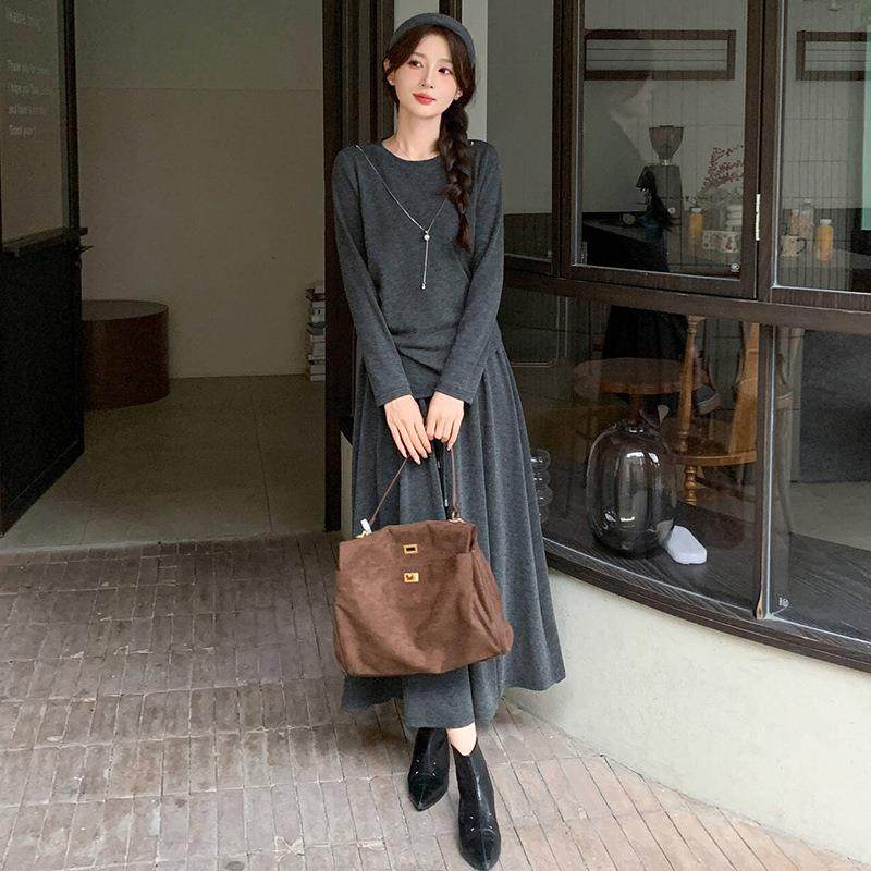 时尚遮休闲套身装秋新款修显瘦衣肉休CB2597-0闲上半身裙两件套