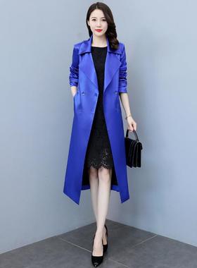 红色风衣大女中长款年流ZHANG280行春今秋新款设计感修身早春垂衣