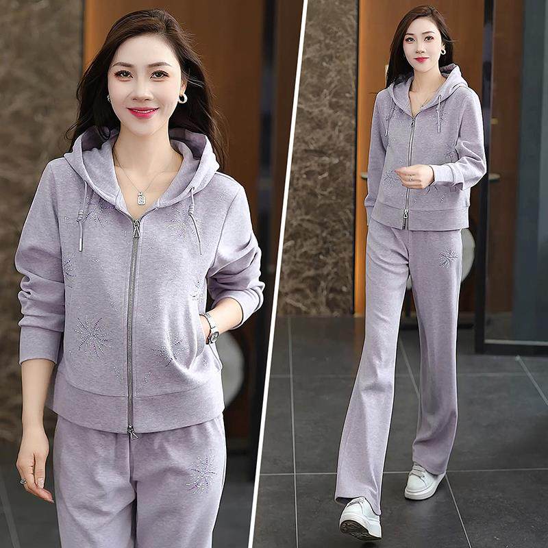休闲装运动套女春新款时尚洋气韩连帽版卫秋衣女士跑步9669946两
