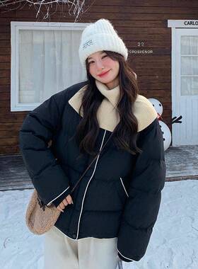 黑色款羽短绒服女冬季新韩系小个D111-A11子加厚保减龄白暖鸭绒面