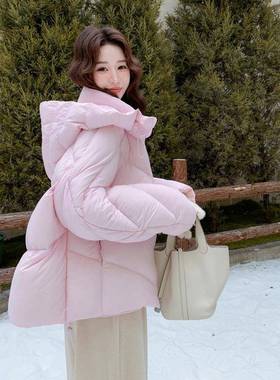 粉色款美泡芙羽C016-905绒服女小个冬新韩版加厚子保暖甜白鸭绒外