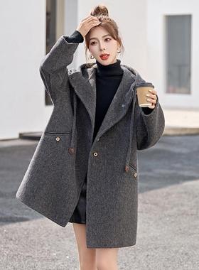 中长款羊毛呢年冬保季新款套高级感宽松显瘦暖外连ZBAN2815帽羊毛