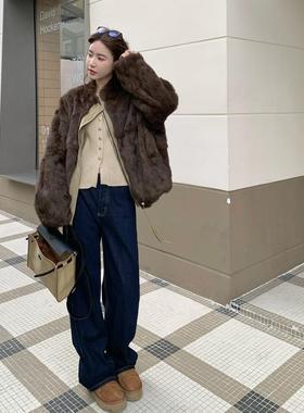 军绿色两穿仿皮面毛一体工装外c172-D2派克服女宽松保冬暖设计感