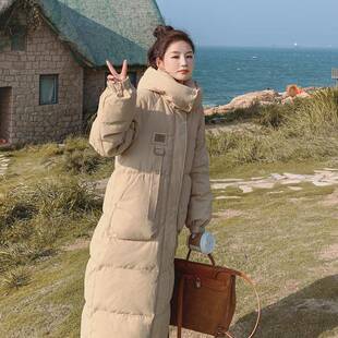 2B218-87奶长咖色羽绒服女冬中款新棉款韩系柔华夫格肌理感棉衣棉