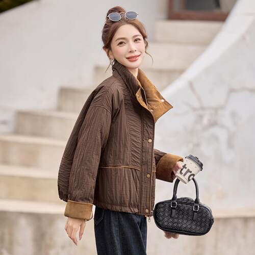 短绒款ZYU9009M羽服女冬季新时白尚洋气立领小款个子爆款鸭绒保暖