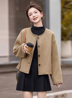 秋款宽松圆领小YW9016-0香风气质高新级感外绣时尚刺毛呢套女