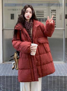 红色羽绒女冬年新款鸭韩系宽松小个子大季口C27-100袋服保暖白绒