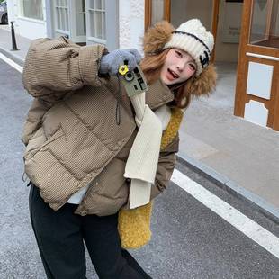 格冬个纹立领披肩羽绒服女季 281子系面 加厚短韩外套巨好看小B27