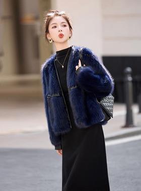 冬季款时髦洋气加新厚HE551-1保毛暖小外香风套皮毛一体毛外套