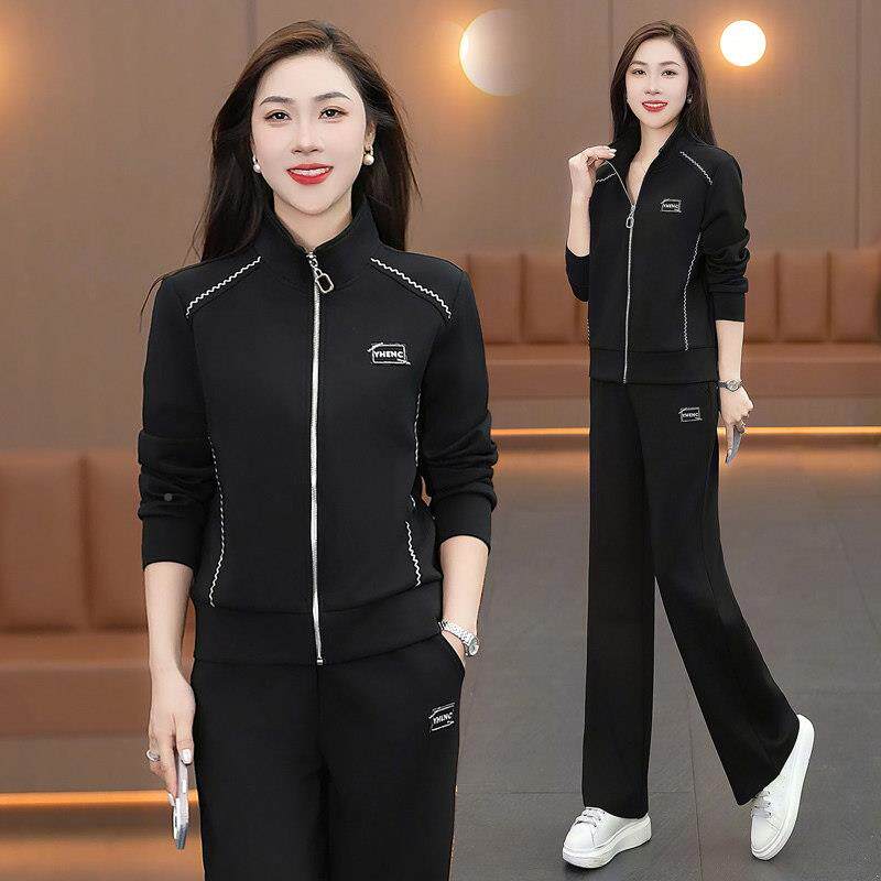 春28-5907新款女款长袖领运动训套健秋身练服舒适装透气运动套装