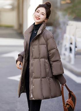 黑色羽服女个冬中长款新款绒小子高端气时尚洋加厚ZWEI6071保暖白