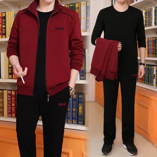 春秋三件套中老年运动爸爸运78713087跑步休闲套装中年男男大士码