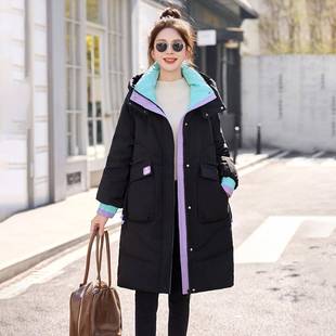 羽绒服长女ZGUI2579中年冬季新款韩版宽款时尚松撞色加厚白鸭绒外