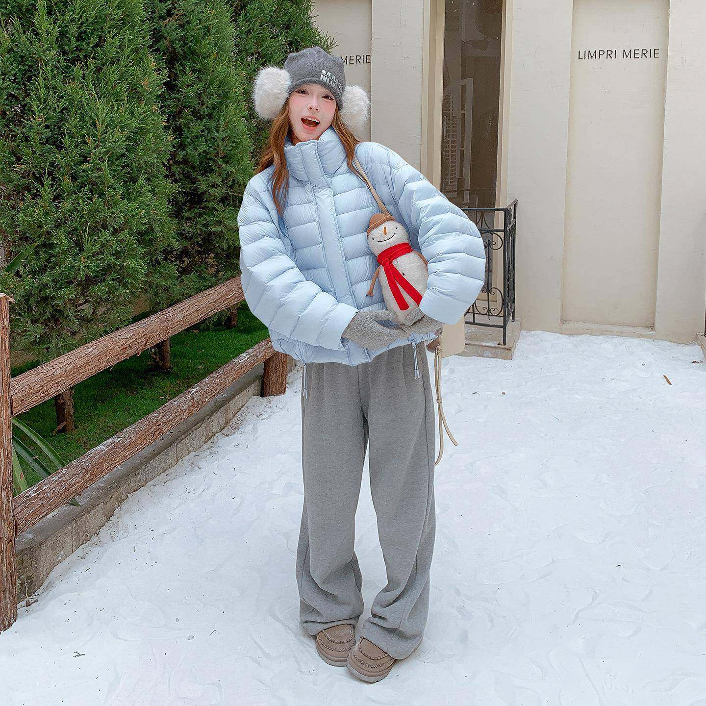 蓝色排骨羽绒服卸女冬季新款韩系D122-276可设感拆两穿白鸭绒外计