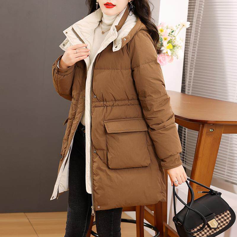 羽女绒棉服中长款冬季年新款今年小外ZNING955个子龄收腰加厚减棉