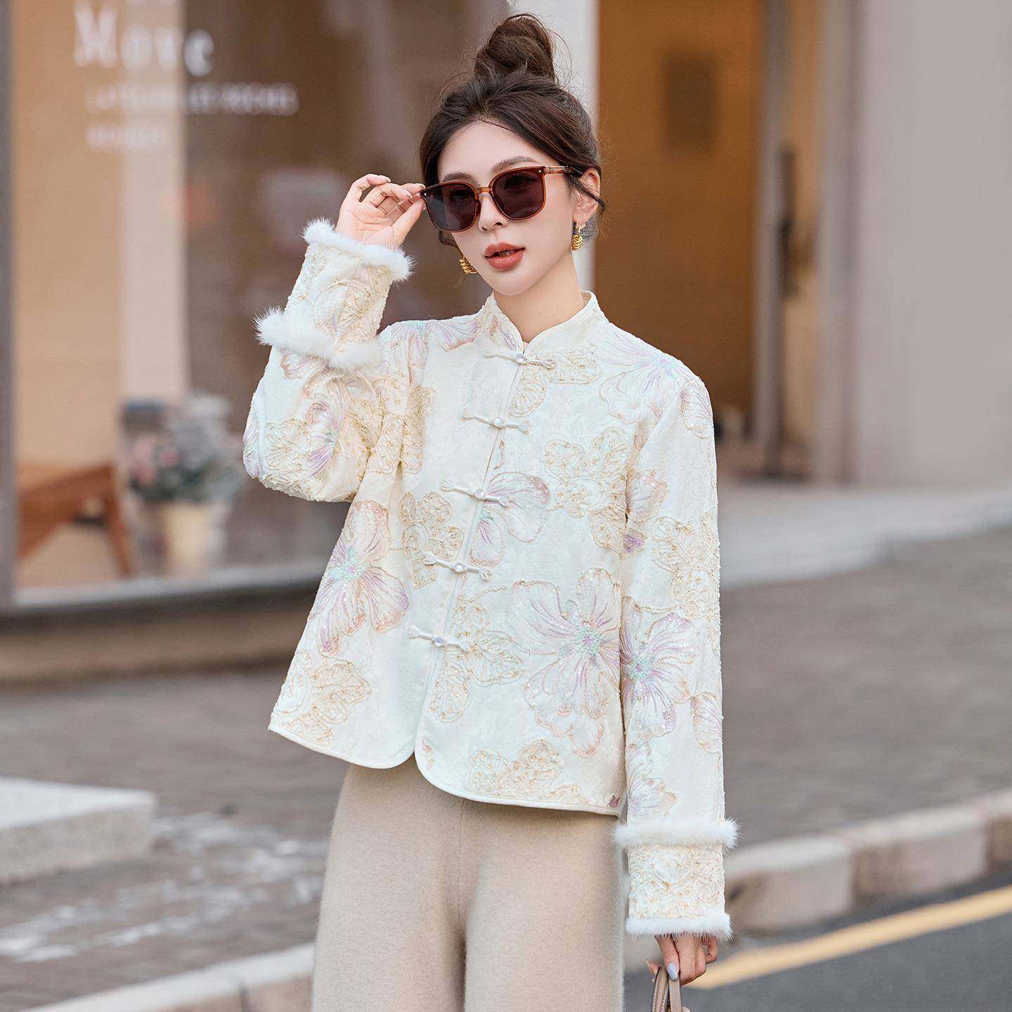 秋冬RX901-1季新款女装气质新中式时国领风盘扣立尚棉衣外套