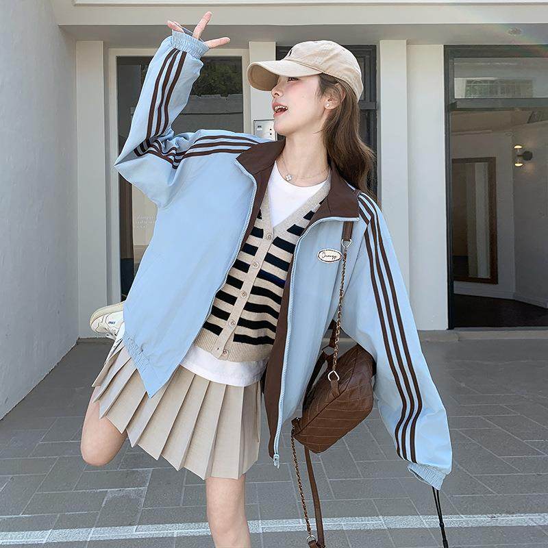 计感两面穿ZZB0056套服女春秋新款美式复古学院风宽松外设棒球夹