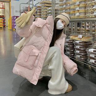 8鸭街白绒面包服 今年流行洋气炸B17 粉色理纹羽绒女冬服新款 爆款