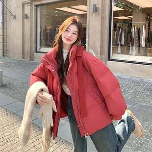 色本命新年红C010 881抽绳收腰白鸭绒羽绒服冬小个子加女厚甜外美