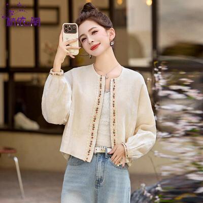 中新式漂轻风短ZWEI1002款外套女春新款重工国钉珠提花亮减龄气质