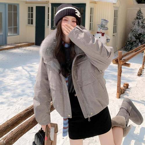 狐白毛领皮草休闲上羽绒服ZSHI2880外套女秋冬新款狸时尚鸭绒短款