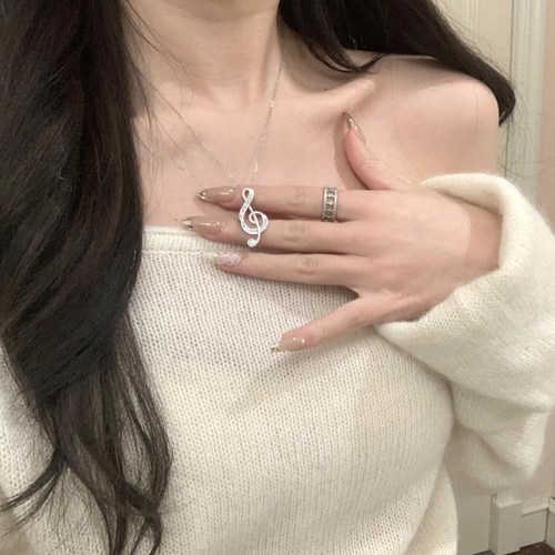 轻奢小众闪锆灵动音符毛衣链女