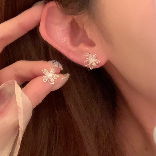 韩系简约小fafa花朵耳钉