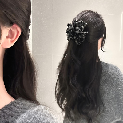 博主同款！格纹蝴蝶结抓夹