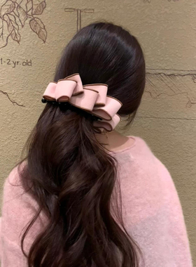 韩系丝绒蝴蝶结香蕉夹女后脑勺发夹马尾竖夹高级感发饰头饰发卡